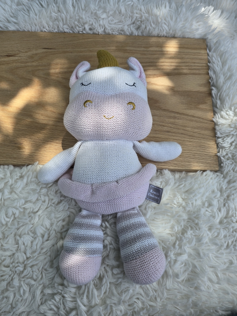 Kenzie Unicorn Pink and White Unicorn Knit Plush